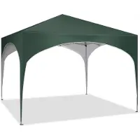 Happyment Happiq 3x3m Pop-Up Tente de réception - Pavillon de jardin imperméable avec toit semi-circulaire - Tente pliante réglable en hauteur avec sac de transport - Vert