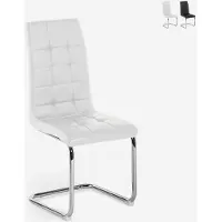 AHD Amazing Home Design Chaise cuisine salle à manger élégante similicuir dossier haut Dudak - Blanc