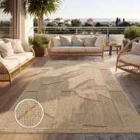 Paco Home Tapis d'extérieur résistant aux intempéries Balcon Salon Design bohème Géométrique Beige Dimensions 80 x 150 cm