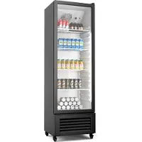 Klarstein GrandCooler 306 L Réfrigérateur à Boissons - Vitrine Réfrigérée avec Porte Double Vitrage, Éclairage LED Blanc/Bleu, Thermostat 0°C à 10°C, 4 Étagères, Roues Pivotantes
