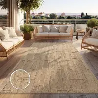 Paco Home Tapis d'extérieur résistant aux intempéries Balcon Salon Design Boho Motif abstrait Beige Taille 80x150 cm