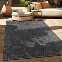 Paco Home Tapis d'extérieur en lin tissé moderne Boho Ethno résistant aux intempéries extérieur Taille 80x150 cm
