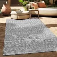 Paco Home Tapis d'extérieur en lin tissé moderne Boho Ethno résistant aux intempéries extérieur Taille 80x250 cm