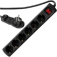 REV Smart 6 Fold Power Strip 2 M Noir One Size / EU Plug 220V