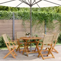 Prolenta Maison Exclusive - Ensemble de salon de jardin 5 pièces en polyrotin beige et bois massif