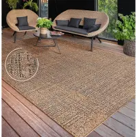 Paco Home Tapis d'extérieur résistant aux intempéries Tissu plat moderne, aspect jute pour terrasse & balcon Dimension 200x280 cm