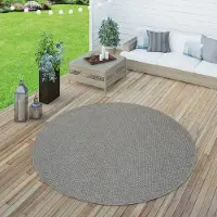 Paco Home Tapis d'extérieur résistant aux intempéries Jardin & terrasse tissé à plat Uni aspect sisal robuste Taille Ø 200 cm Rond