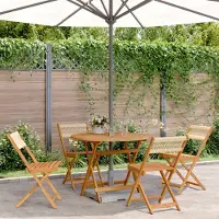 Prolenta Maison Exclusive - Ensemble de salle à manger d'extérieur 5 pièces en polypropylène et bois massif, beige