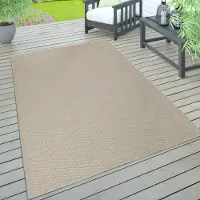 Paco Home Tapis d'extérieur résistant aux intempéries Jardin & terrasse tissé à plat Uni aspect sisal robuste Dimension 160x220 cm