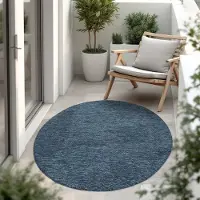 Paco Home In & Outdoor Tapis tissé plat uni moderne résistant aux intempéries pour terrasse cuisine Taille 160 cm Rond