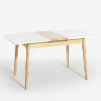 AHD Amazing Home Design Table en bois extensible 110-140x75cm cuisine, verre blanc noir Pixam - Blanc