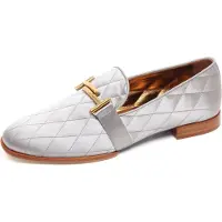 Tod'S F3272 mocassino donna satin grey scarpe raso shoe loafer woman