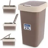 Orion | Poubelle - 25 L - Marron - Compacte avec couvercle rabattable - Idéale pour la salle de bain, le bureau et les petites cuisines - Corbeille à papier