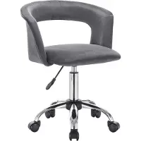 Happyment Chaise de bureau Deluxe à roulettes - Velours - Pour adultes - Gris foncé - Chaise de bureau ergonomique - Réglable en hauteur
