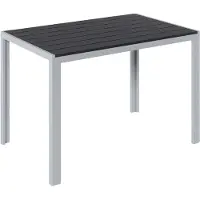 Happyment Table de jardin Tavien en aluminium – Rectangulaire – 110 x 70 x 73 cm – Table à manger d'extérieur pour terrasse et jardin – Plateau en WPC avec lattes métalliques