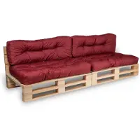 Bananair Coussins Palette lot x2 en polyester 120x80cm/120x40cm Rouge