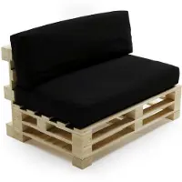 Bananair Coussins Palette Déhoussable Imperméable LOT 120x80cm/120x40cm Noir