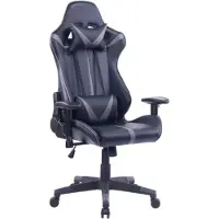 Happyment Luxe Gamestoel - Chaise de jeu - Réglable en hauteur - Chaise de bureau ergonomique - Noir/Gris
