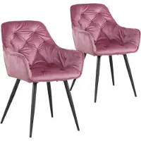 Happyment Chaises de salle à manger en velours - Rose - Chaises de salon - Fauteuils en velours - Chaises de cuisine - Siège baquet - Lot de 2