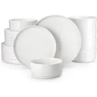 Happyment Diamond Serviesset - Service de table - 4 personnes - 12 pièces - Céramique - Assiettes à manger et petites assiettes - Présentation élégante de la table