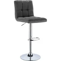 Happyment Tabouret de bar Leo Industrial - Tabouret de bar avec dossier - Réglable en hauteur - Linge - Gris foncé - Chaise de cuisine et de bar - Pièce unique