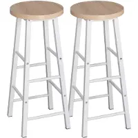 Happyment Tabouret de bar haut Pablo - Chêne - Lot de 2 - Hauteur d'assise 71 cm - Sans dossier - Tabouret de cuisine - Chaise de bar