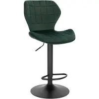 Happyment Tabouret de bar OttaIndustriel - Vert foncé - Réglable en hauteur - Chaise de bar avec dossier - Chaise de cuisine - Velours - 1 pièce