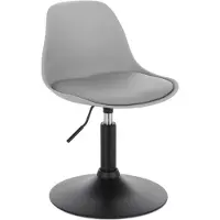 Happyment Mini Tabouret de Bar Ziva - Gris - Réglable en hauteur - Petit tabouret rond - Tabouret de cuisine - Chaise de bar en similicuir - Hauteur d'assise 37-49 cm