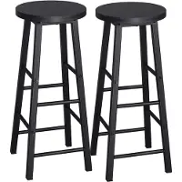 Happyment Tabouret de Bar Paris - Noir - Lot de 2 - Tabouret de cuisine - Chaise de bar sans dossier - Bois et métal