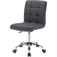 Happyment Tabouret de travail Ziva - Gris foncé - Pour adultes - Avec roulettes - Tissu - Chaise de bureau ergonomique - Réglable en hauteur