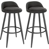 Happyment Tabouret de Bar en Cuir Manchester - Lot de 2 - Anthracite - Avec Dossier - Ergonomique - Chaise de cuisine - Hauteur d'assise 69 cm