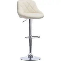 Happyment Tabouret de bar Memo – Design – Avec dossier – Ergonomique – Réglable en hauteur 60–82 cm – Simili cuir – Crème – Cuisine & bar – 1 pièce