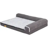 Happyment Lit pour chien Noire Vaylen 120 cm en forme de L avec coussin amovible - Canapé pour chien sur pieds - Rembourrage moelleux - Confortable et durable