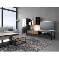 AEA Meuble TV RTV Lowboard Vitrine en bois moderne Marron Salon