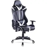 Happyment Gamestoel Liverpool - Chaise ergonomique de jeu et de course - Similicuir - Avec dossier et accoudoirs - Réglable en hauteur - Blanc/Noir