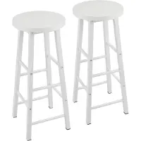 Happyment Tabourets de bar hauts Parijs – Lot de 2 – Sans dossier – Hauteur 71 cm – Blanc – Tabourets de cuisine et de bar – MDF et métal