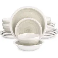 Happyment Serenico Service Azzuro - 32 pièces - 8 personnes - Beige - Assiettes - Service de table - Assiettes creuses - Assiettes petit déjeuner - Servies - Ustensiles de cuisine