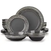 Happyment Vitaria Service de table - 16 pièces - 4 personnes - Marron - Assiettes plates - Service de table - Assiettes creuses - Assiettes petit déjeuner - Servies - Ustensiles de cuisine