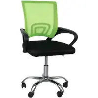 Happyment Chaise de bureau ergonomique de luxe - Avec roulettes - Lin - Pour adultes - Noir/vert - Réglable en hauteur