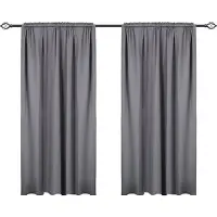 Happyment Ensemble de rideaux Diva - 2 pièces - Gris 168×229 cm - Occultant - Avec bande plissée - Velours - Isolant