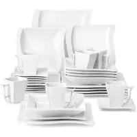 Happyment Essenza Exquisite Service de table - 6 personnes - Blanc Céramique - Assiettes à manger - Assiettes à déjeuner