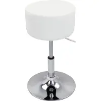 Happyment Tabouret de bar rond Zizi - Avec dossier - Ergonomique - Blanc - Réglable en hauteur - 1 pièce - Pour cuisine & bar - Hauteur d'assise 52-67cm