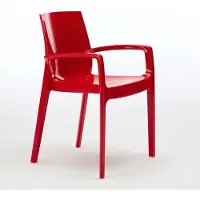 GRAND SOLEIL Cream Chaises empilables en polypropylène avec accoudoirs Cuisine Bar - Rouge