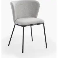 AHD Amazing Home Design Chaise de salle à manger design moderne en tissu avec pieds noirs Lasta - Gris clair