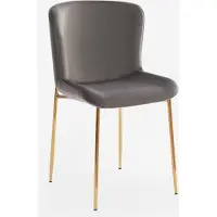 AHD Amazing Home Design Chaise tissu design salle à manger avec pieds dorés Virin - Gris