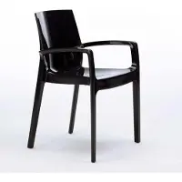 GRAND SOLEIL Cream Chaises empilables en polypropylène avec accoudoirs Cuisine Bar - Noir