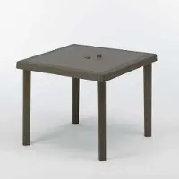 GRAND SOLEIL Boheme Table de bar de jardin carrée en poly rotin 90x90 - Marron
