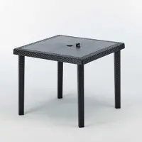 GRAND SOLEIL Boheme Table de bar de jardin carrée en poly rotin 90x90 - Noir