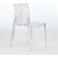 GRAND SOLEIL Gruvyer Chaise empilable en polycarbonate transparent pour bars et restaurants - Transparent