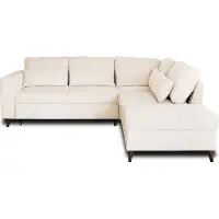 Best Mobilier Aubepine - canapé d'angle réversible 5 places - convertible avec coffre - en velours côtelé , Beige